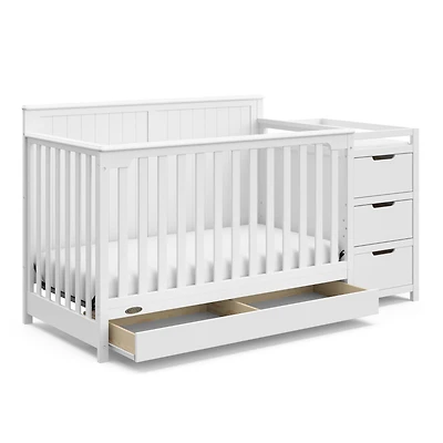 Graco Hadley 5-in-1 Convertible Baby Crib and Changer with Drawer, White