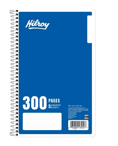 Hilroy® 5 Subject 300pg Notebook, Dark Blue