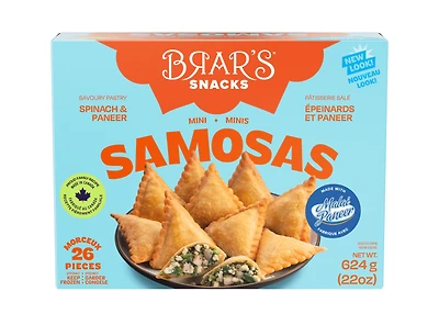 BRAR'S EPINARD ET PANEER FROMAGE SAMOSA FEUILLETEE DOREE, FARCH AUX EPINARDS ET PANEER