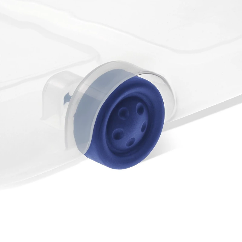 Sterilite 62 Liter Wheeled Latch Box, Small Clear Plastic Storage Bin with Lid, Blue Latch
