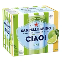 San Pellegrino CIAO! Lime Flavoured Sparkling Water, Dash of Real Fruit Juice 6x330ml