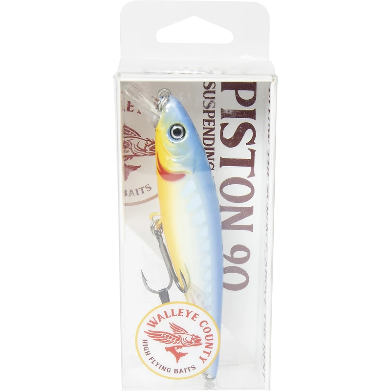 Walleye County Piston Fishing Lure, 3 1/2 in, 3/8 oz, Chrome Blue Orange, 1-count