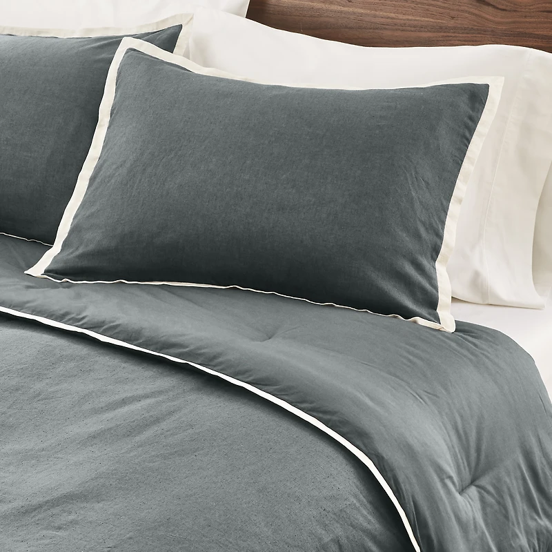 Better Homes & Gardens 3-Piece Soot Grey Linen Duvet Set, Adult Double/Queen