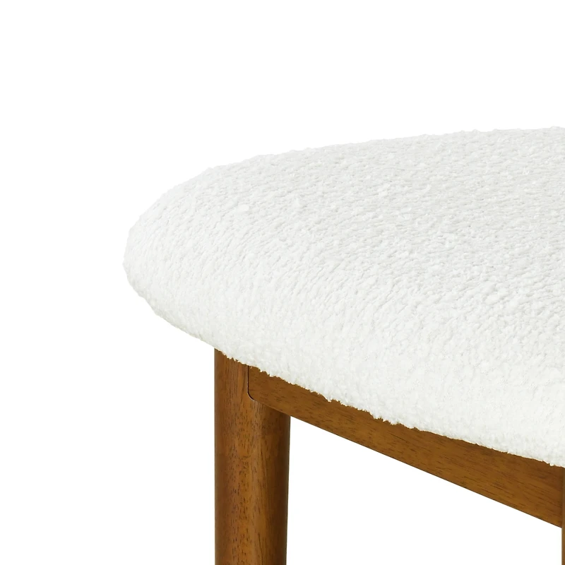 Noble House Renee Modern Bar Stool Set of 2,Ivory Upholstered Seat,Walnut + White