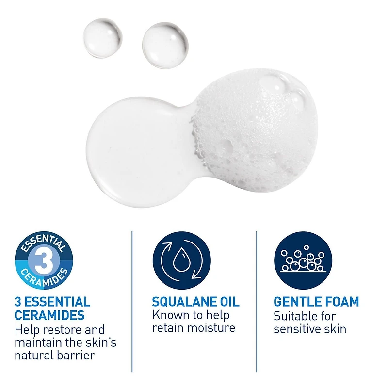 CeraVe Hydrating Foaming Oil Cleanser, Face and Body Wash with Squalane Oil and Ceramides for Dry Skin, 237mL