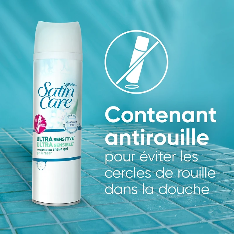 Gillette Venus Satin Care Ultra Sensitive Skin Shave Gel, Shaving Cream for Women, Fragrance Free