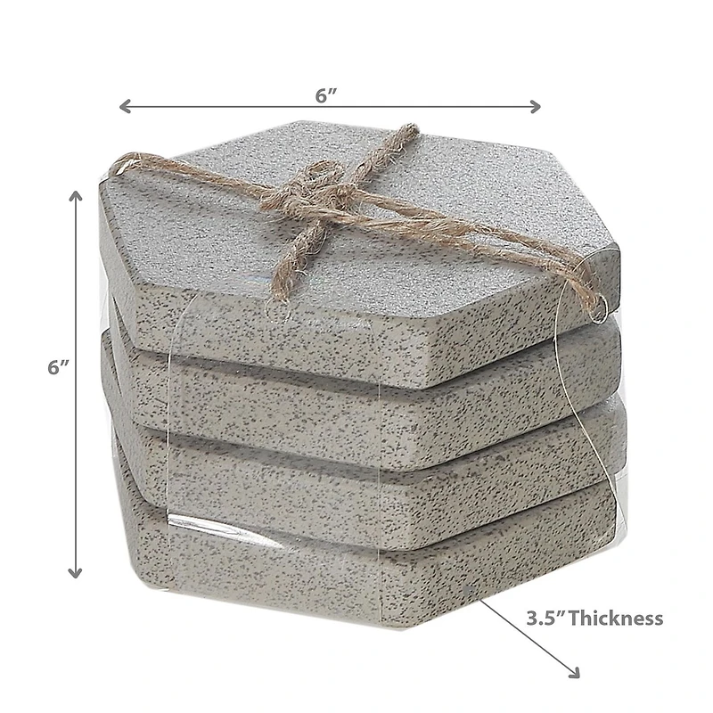 4Pc Terrazzo Stone Hexagon Coaster 4X4