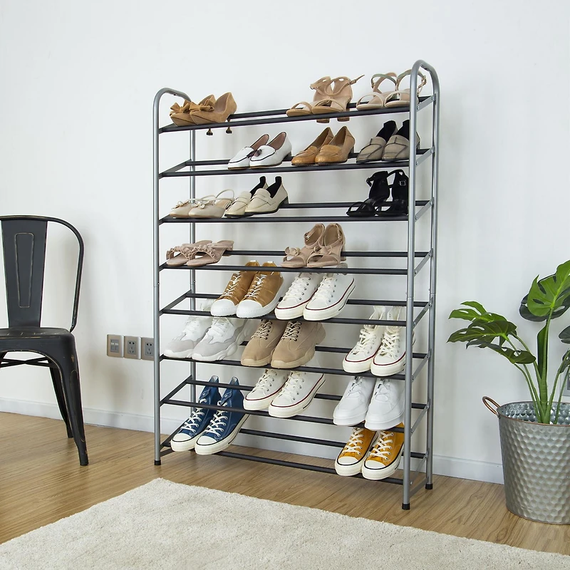 Mainstays 8 Tier shoe rack,40 Pairs, Good for Sneakers, Heels, Boots, Shoes, Grey