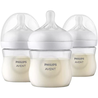 Philips Avent Natural Baby Bottle With Natural Response Nipple, Clear, 3x4oz Bottles, SCY900/03