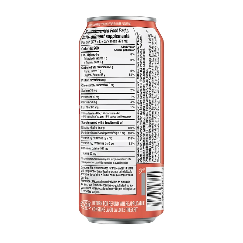 Rockstar Punched Pêche Boisson Énergisante 473 mL, Canette