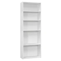 Monarch Specialties Bookshelf, Bookcase, 6 Tier, 72"h, Office, Bedroom, Laminate, White, Transitional