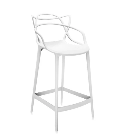 Tabouret Plata Import Keeper en Blanc, Tabouret emmêlé Blanc, Tabouret Moderne du milieu du siècle en Blanc, Tabouret intérieur-extérieur, Tabouret de cuisine, Tabouret de restaurant, Tabouret blanc K