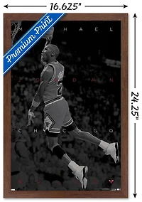 Michael Jordan - Black and White Wall Poster, 22.375" x 34" Framed