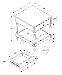 Monarch Specialties Accent Table, 2 Tier, End, Side Table, Square, Nightstand, Bedroom, Lamp, Brown Veneer, Traditional
