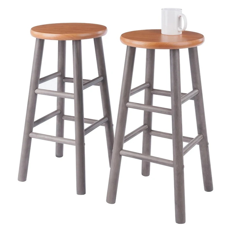 Huxton 2Pc Counter Stool Set Gray / Teak