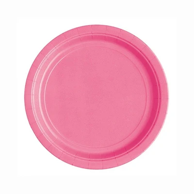 Assiettes plates rondes rose vif de 23 cm (9 po) de Unique Industries, paquet de 20