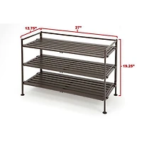 Seville Classics 3 Tier Resin-Wood Shoe Rack 2PK