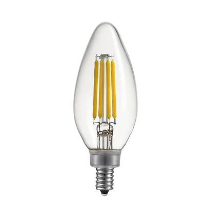 Ampoule Edison B10 à DEL équivalant à 60 W à filament et à intensité réglable de 2 700 K, candélabre E12 (paquet de 6)