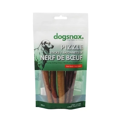 Dogsnax 5 Pouces Bâtonnets de Nerf de Bœuf, Lot de 5
