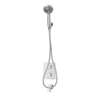 Valve thermostatique carrée 3 fonctions, Douchette, bec de bain ou simultanément