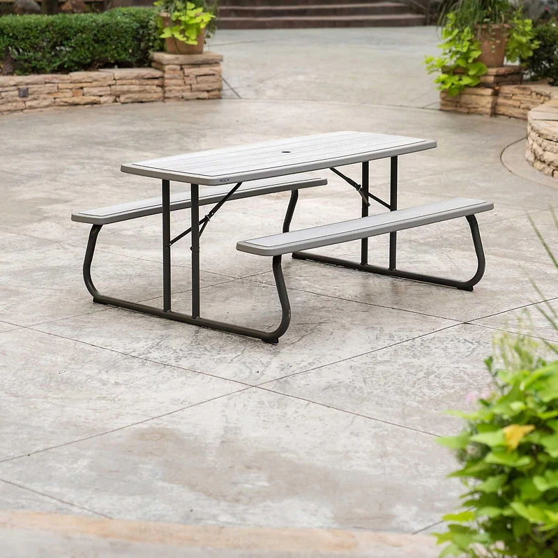 LIFETIME - Table de pique-nique pliante de 6 pieds, gris Rough Cut