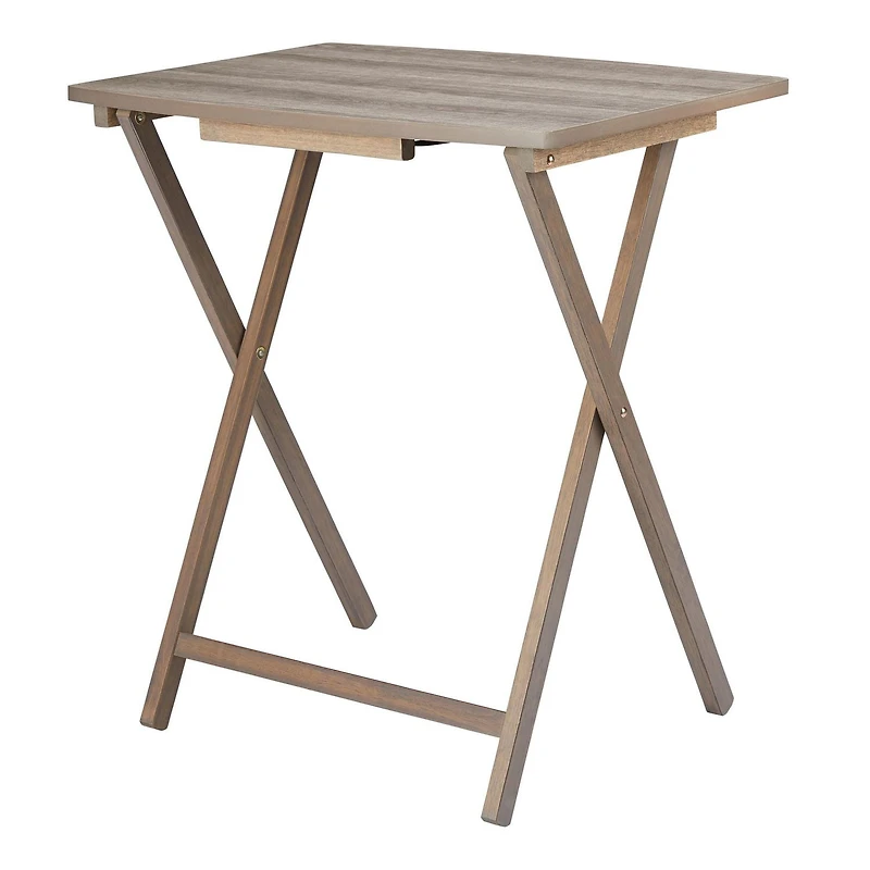 Mainstays Single Folding XL Oversized Tray Table Set, Rustic Gray