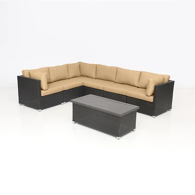 Innesbrook Collection Ensemble de conversation de patio en aluminium 7 pièces avec coussins beige