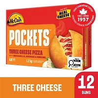 McCain® Pizza Pockets® Three Cheese, Made in Canada from domestic and imported ingredients, 12 x 100g