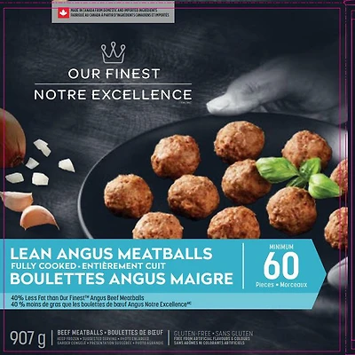 Our Finest Frozen Lean Angus Meatballs Appetizers, 60 Pieces, 907g