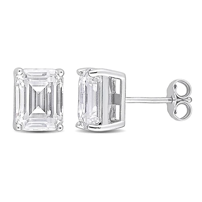 Boucles d'oreilles Miabella à Solitaire Moissanite de coupe-émeraude en Argent Sterling