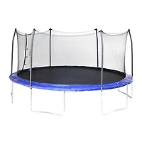 SKYWALKER TRAMPOLINES 17 FT Blue, Oval Outdoor Trampoline for Kids with Safety Enclosure Net and Spring Pad, ASTM Approval, Rust Resistant