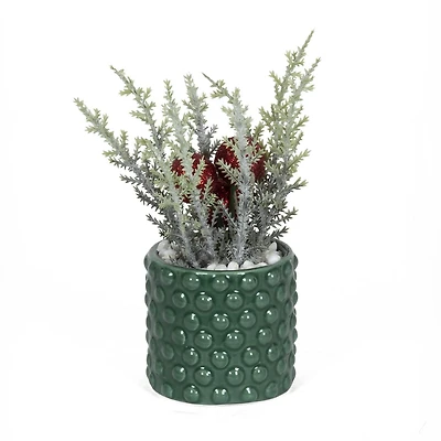 Yaga Mini Faux Foliage with Berries in Green Pot