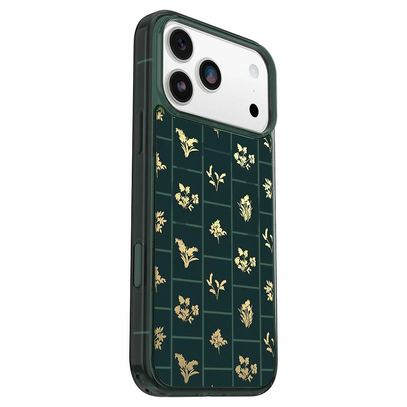 OtterBox Étui Symmetry Clear MagSafe avec Contrôle de la Caméra Golden Bloom (Vert) pour iPhone 17 Pro Max