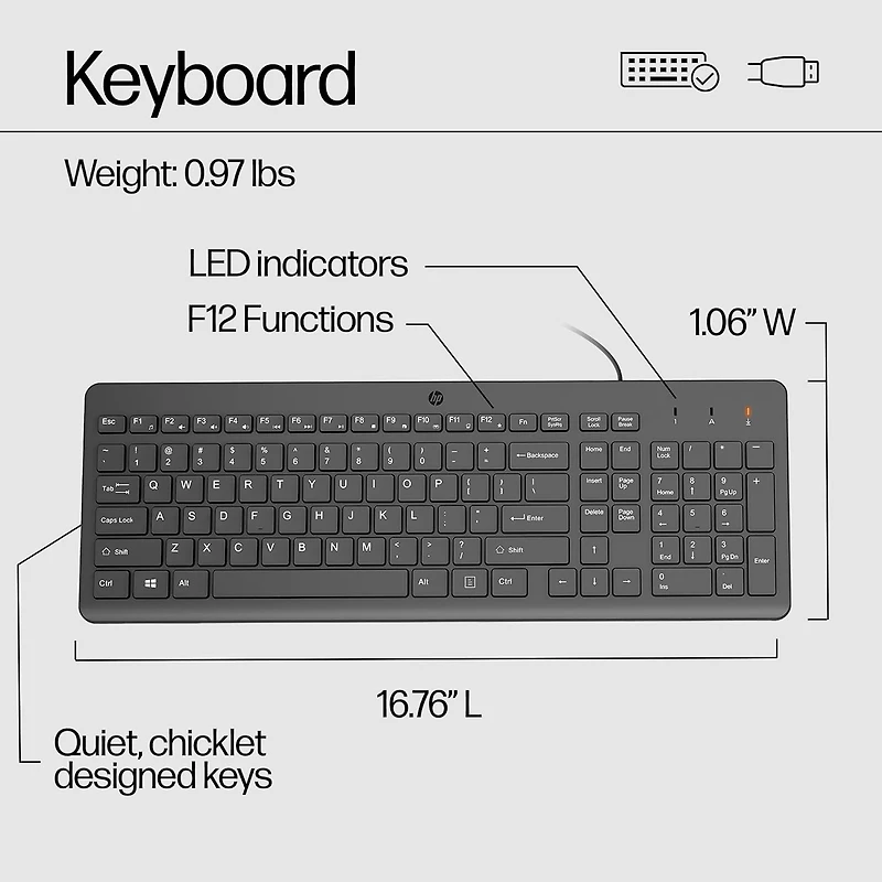 Ensemble clavier et souris filaires pour ordinateur