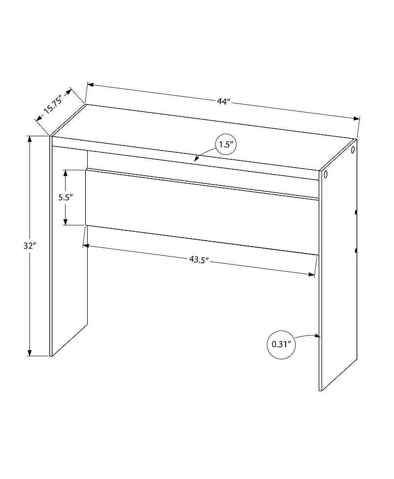 Monarch Specialties Accent Table, Console, Entryway, Narrow, Sofa, Living Room, Bedroom, Tempered Glass, Laminate, Grey, Clear, Contemporary, Modern