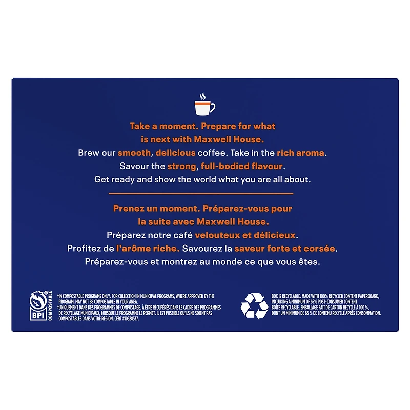 Maxwell House, Decaf Coffee 100% Compostable Pods, 12 Pods, Medium