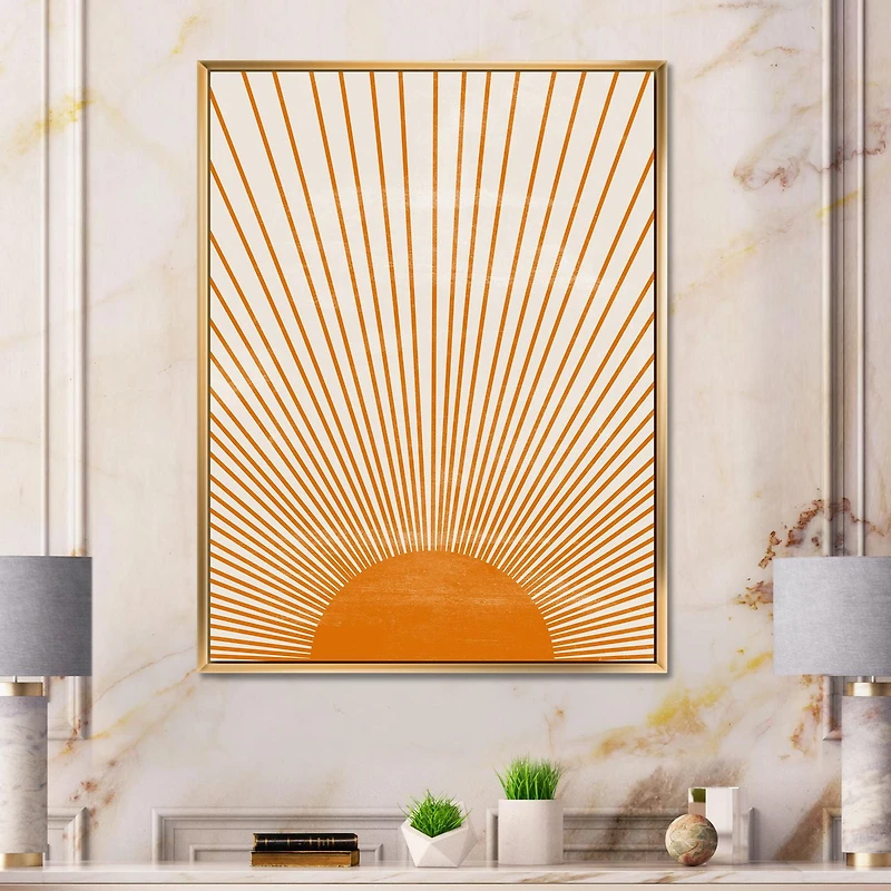 Designart Orange Sun Print III FLOAT FRAME WALL ART