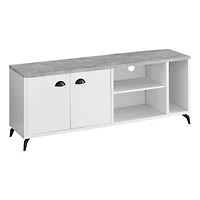 Monarch Specialties Tv Stand, 60 Inch, Console, Media Entertainment Center, Storage Cabinet, Living Room, Bedroom, Laminate, Metal, Grey, White, Contemporary, Modern