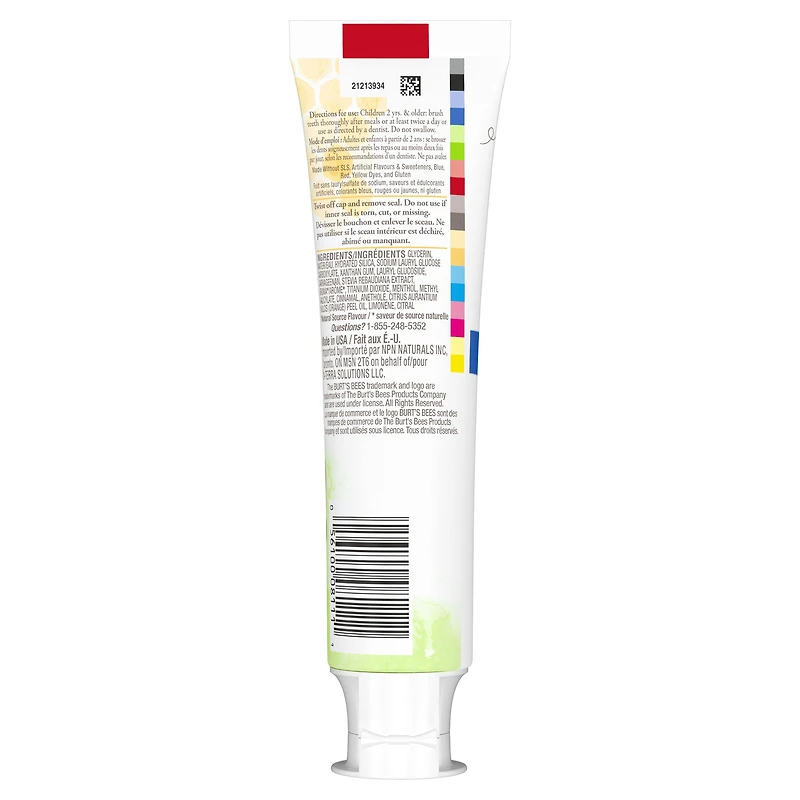 Burt's Bees Kid's Toothpaste, Fluoride Free, Fruit Fusion95ml