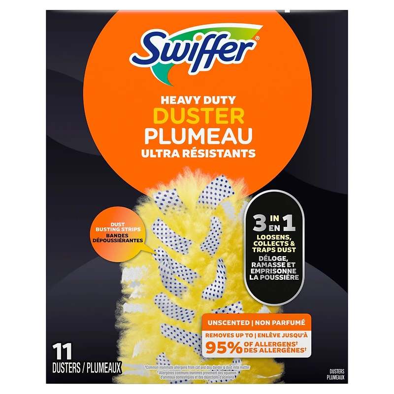 Swiffer Dusters Heavy Duty Multi-Surface Duster Refills for Cleaning, Unscented, 11 Count