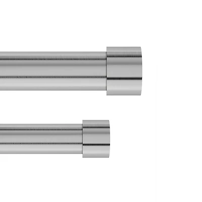 CAPPA - Double tringle à rideau, embouts et fixations, extensible 91 à 167cm, nickel, D25mm