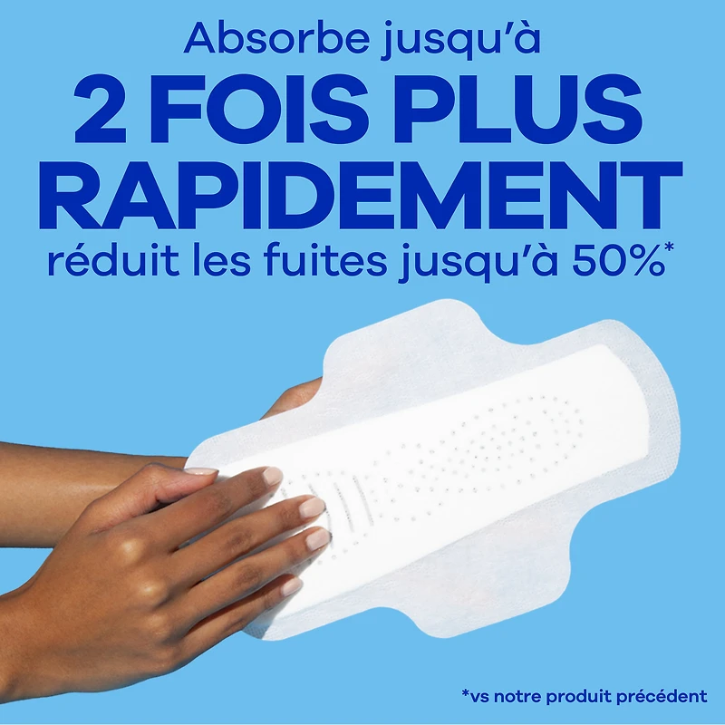 Serviettes Always Infini FlexFoam, régulières avec ailes, pour femmes, taille 1, sans parfum, 50 serviettes
