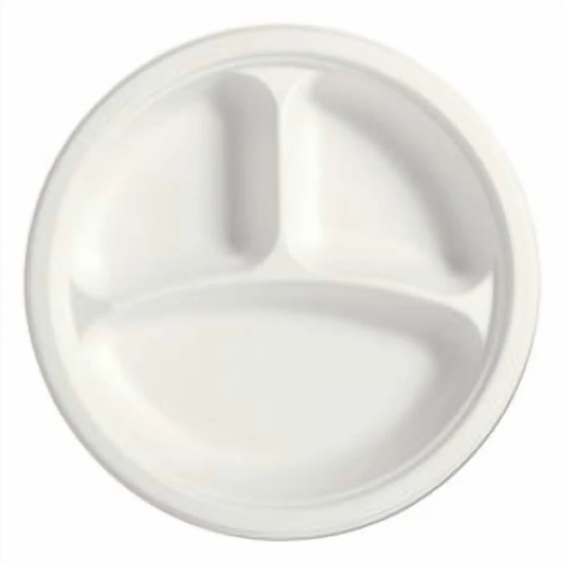 Go4Green 3 Compartment Round Plates, 20 Pieces