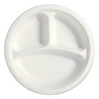 Go4Green 3 Compartment Round Plates, 20 Pieces
