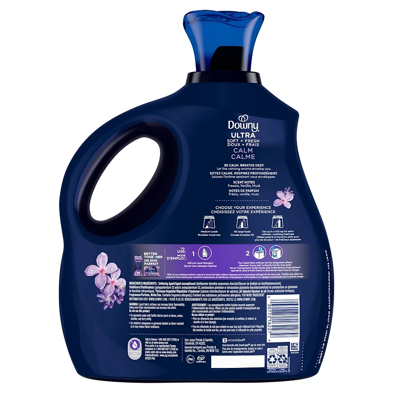 Downy Ultra Soft Plus Fresh Fabric Softener Liquid, Calm, Lavender and Vanilla Bean, Downy Fabric Softener, Laundry Softener 138WL