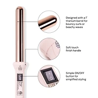 L'ange Hair Ondulé Titanium 1-Inch Curling Wand | Salon Hair Styling Wand for Beach Waves