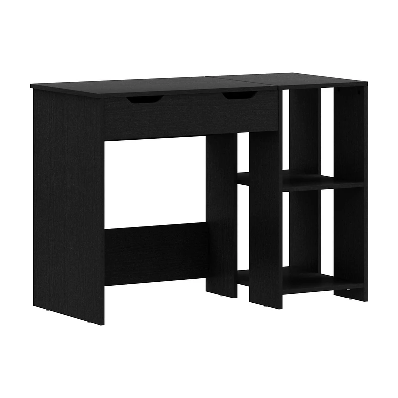 Hillsdale Cedar Falls Wood Lift Top Study Desk with 2 Cubbies, Black Oak