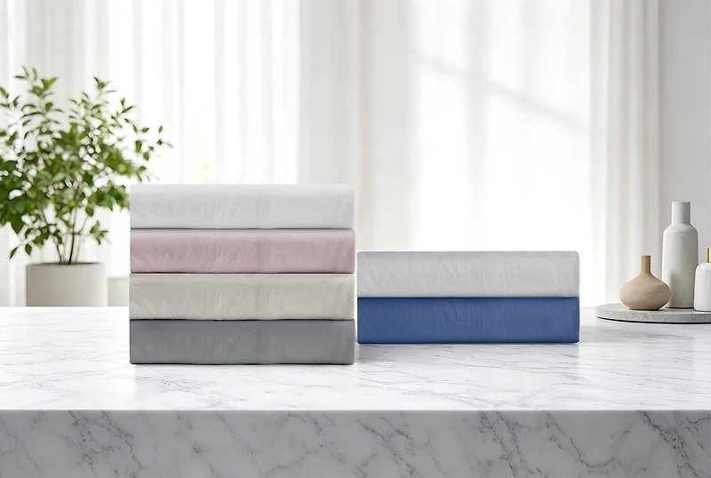 Mainstays Ensemble de draps en microfibre lavée ultra douce, Tres Grand Lit, Indigo Lavé, 4 pièces.