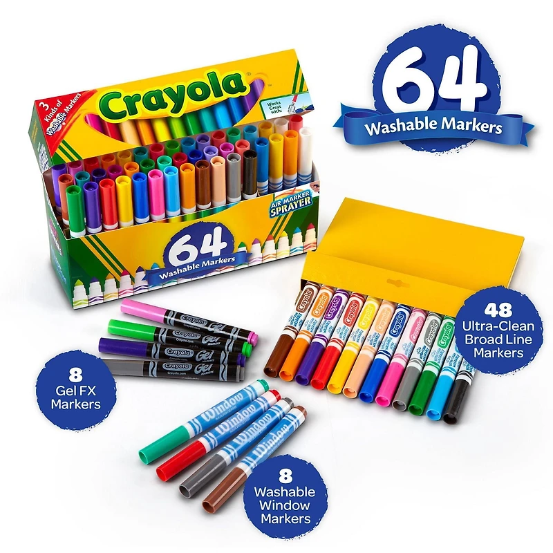 Crayola Washable Marker Variety Pack, 64 Count
