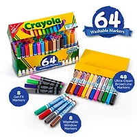 Crayola Washable Marker Variety Pack, 64 Count